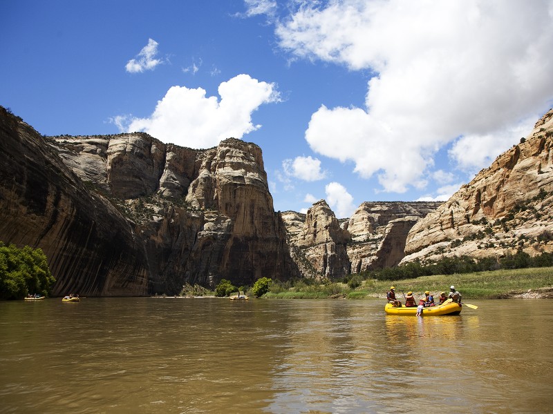 Whitewater rafting on the Yampa River which flows through Dinosaur National Monument in northeastern Utah.